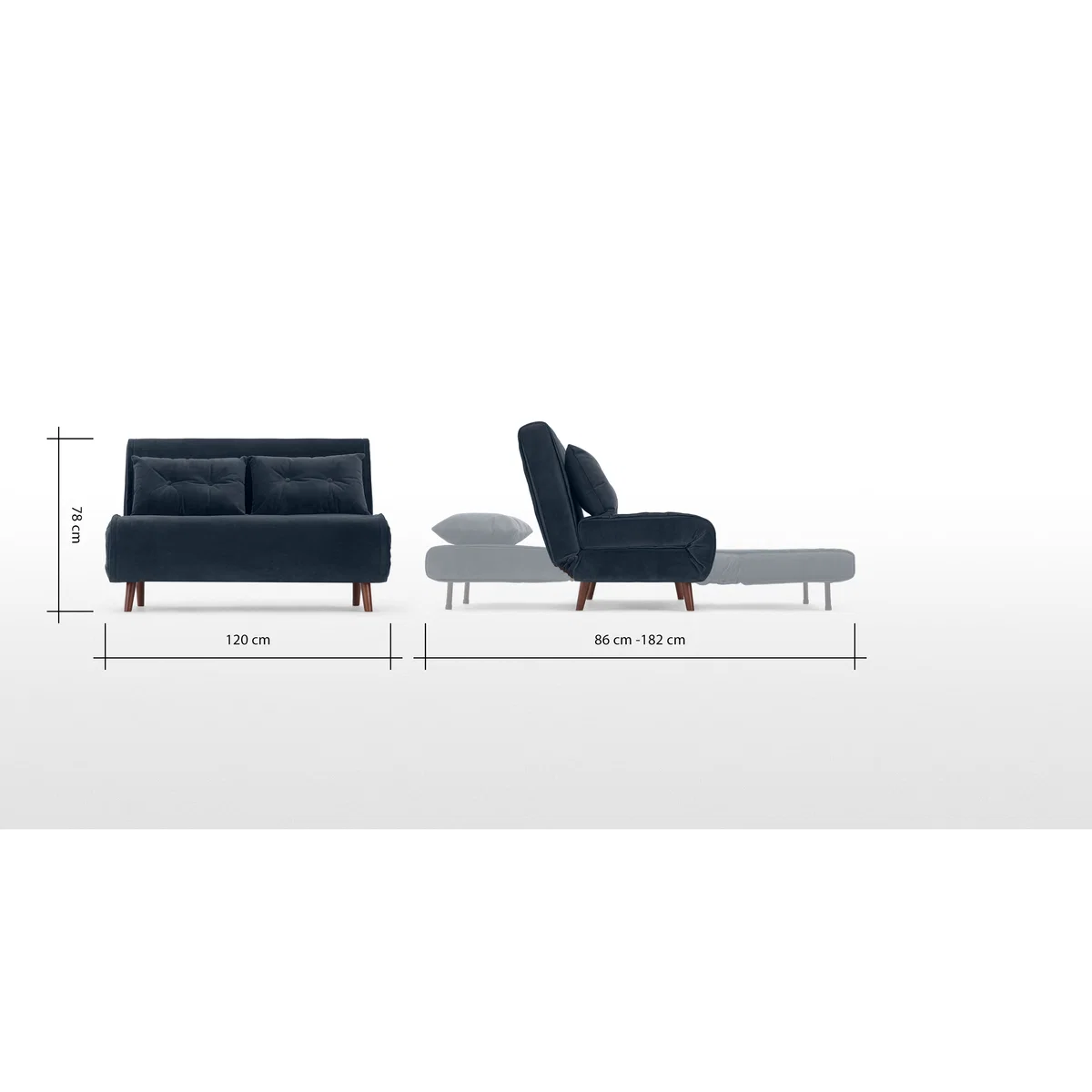 Haru Small Sofa Bed, Sapphire Blue Velvet – image 8