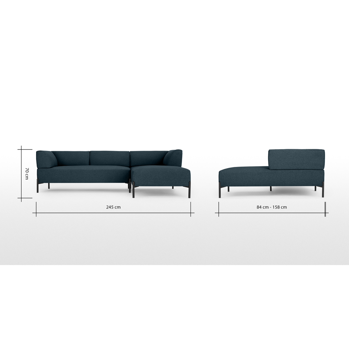 Made Essentials Kiva Right Hand Facing Chaise End Corner Sofa, Aegean Blue – image 6