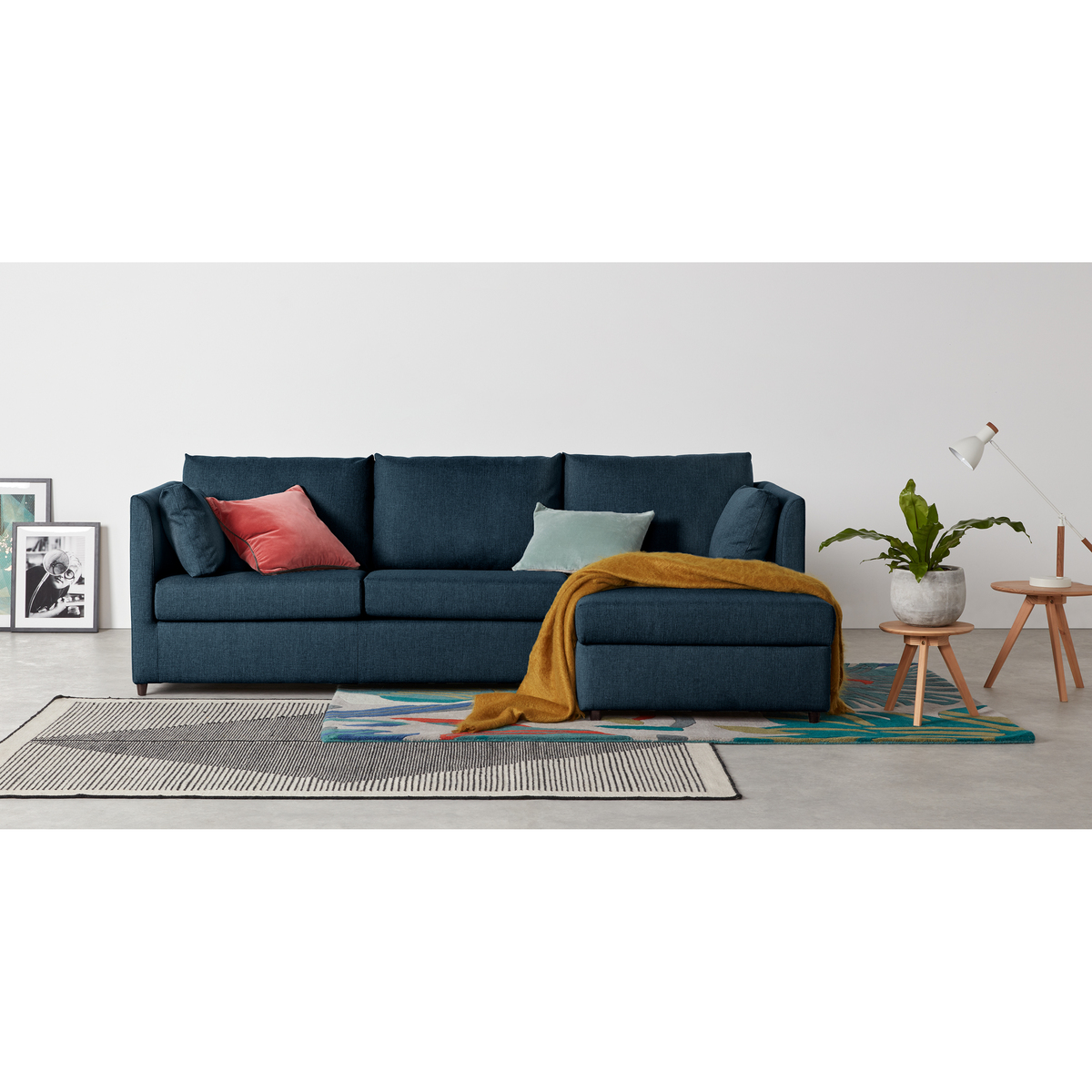 Milner Right Hand Facing Corner Storage Sofa Bed with Memory Foam Mattress, Arctic Blue – image 2