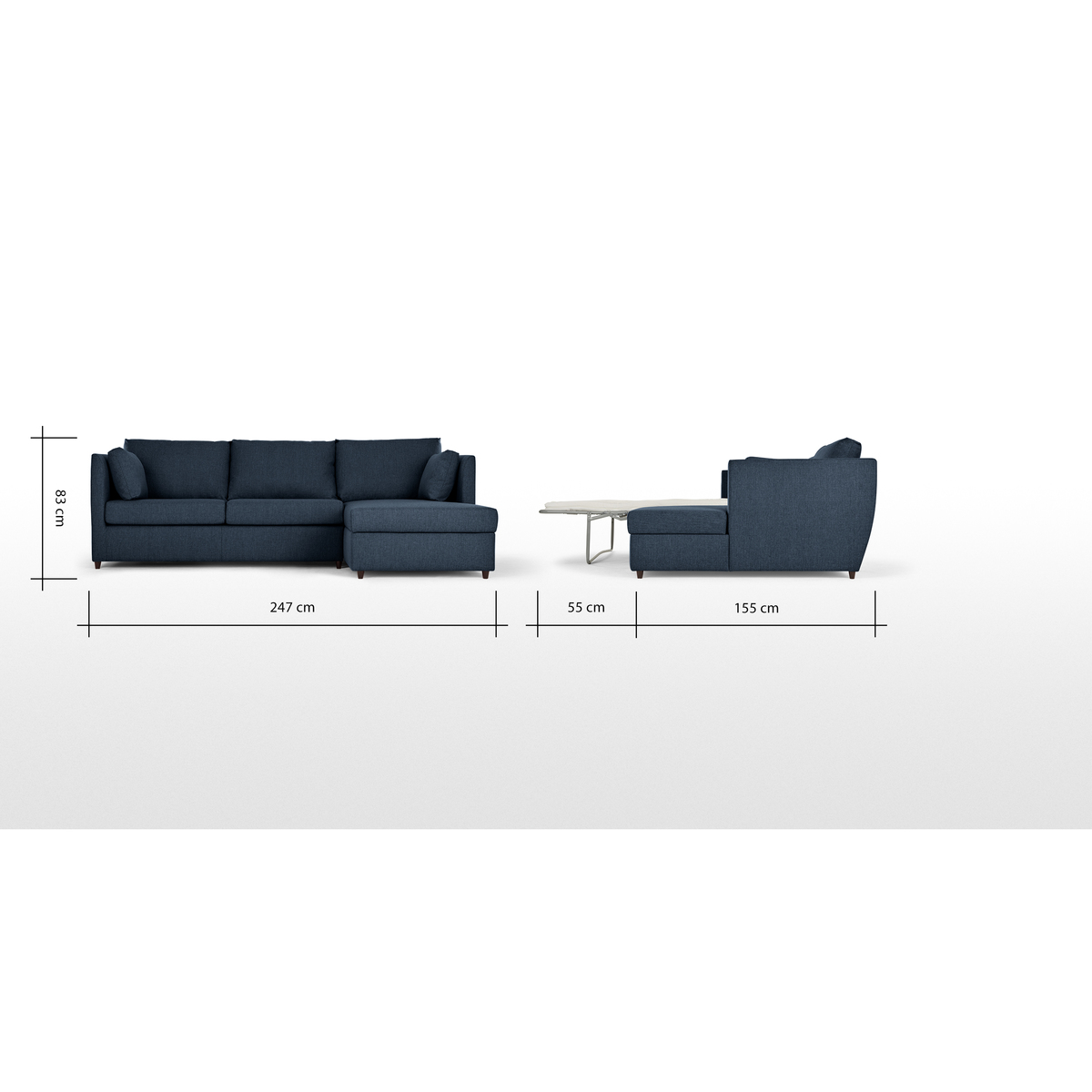 Milner Right Hand Facing Corner Storage Sofa Bed with Memory Foam Mattress, Arctic Blue – image 5