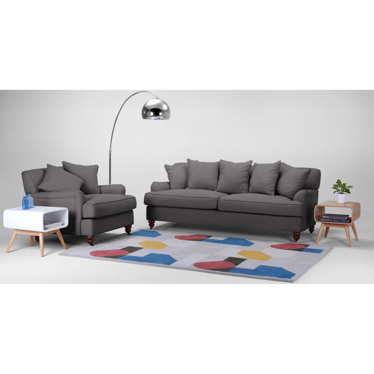 Orson 3 Seater Sofa, Scatterback, Graphite Grey – image 2