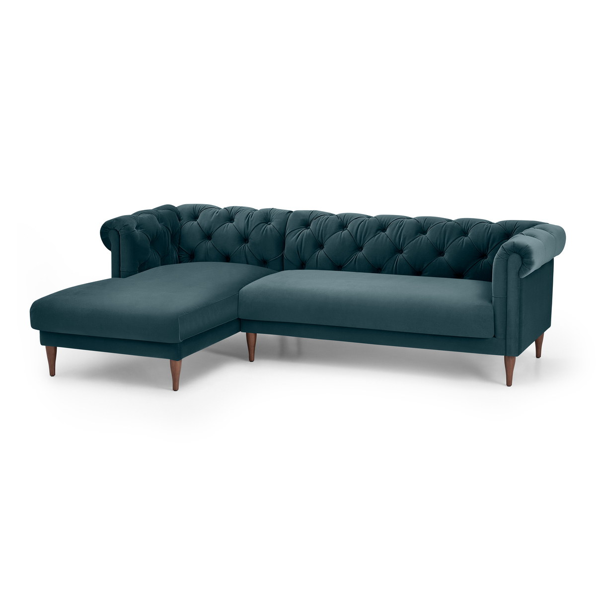 Barstow Left Hand Facing Chaise End Corner Sofa, Steel Blue Velvet – image 2