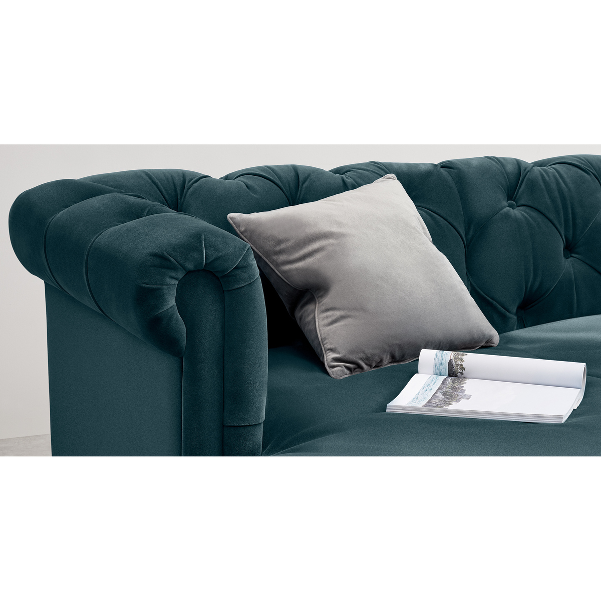 Barstow Left Hand Facing Chaise End Corner Sofa, Steel Blue Velvet – image 6