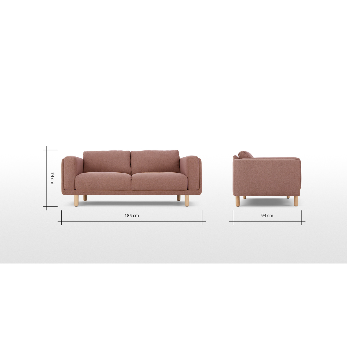 Karson 2 Seater Sofa, Mina Pink – image 7