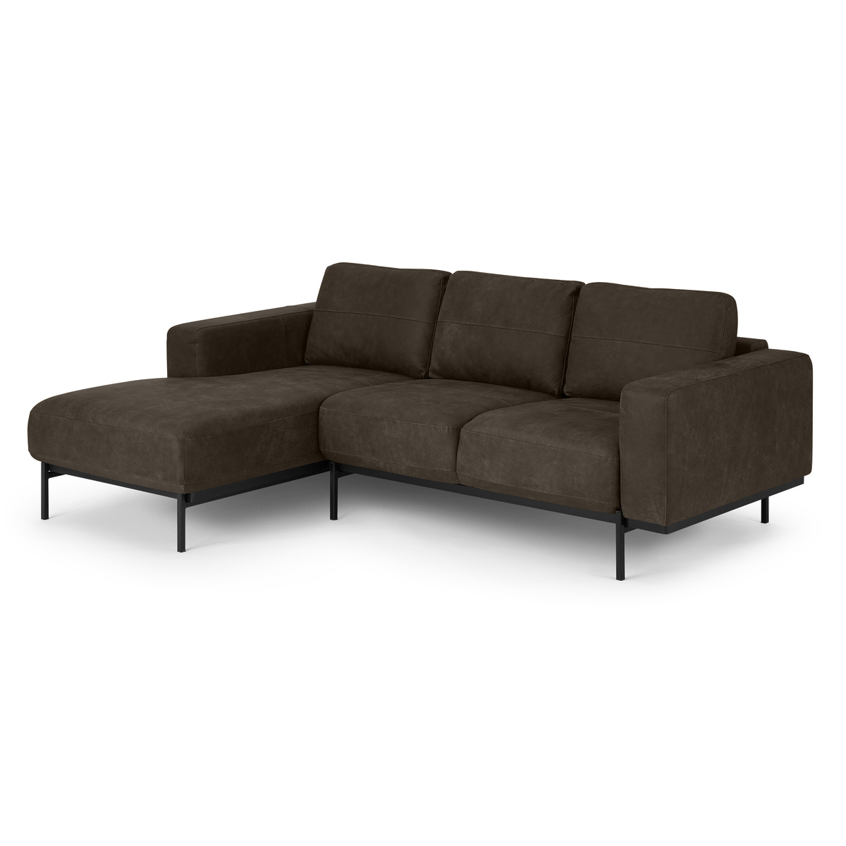 Jarrod Left Hand facing Chaise End Corner Sofa, Truffle Brown Leather – image 2