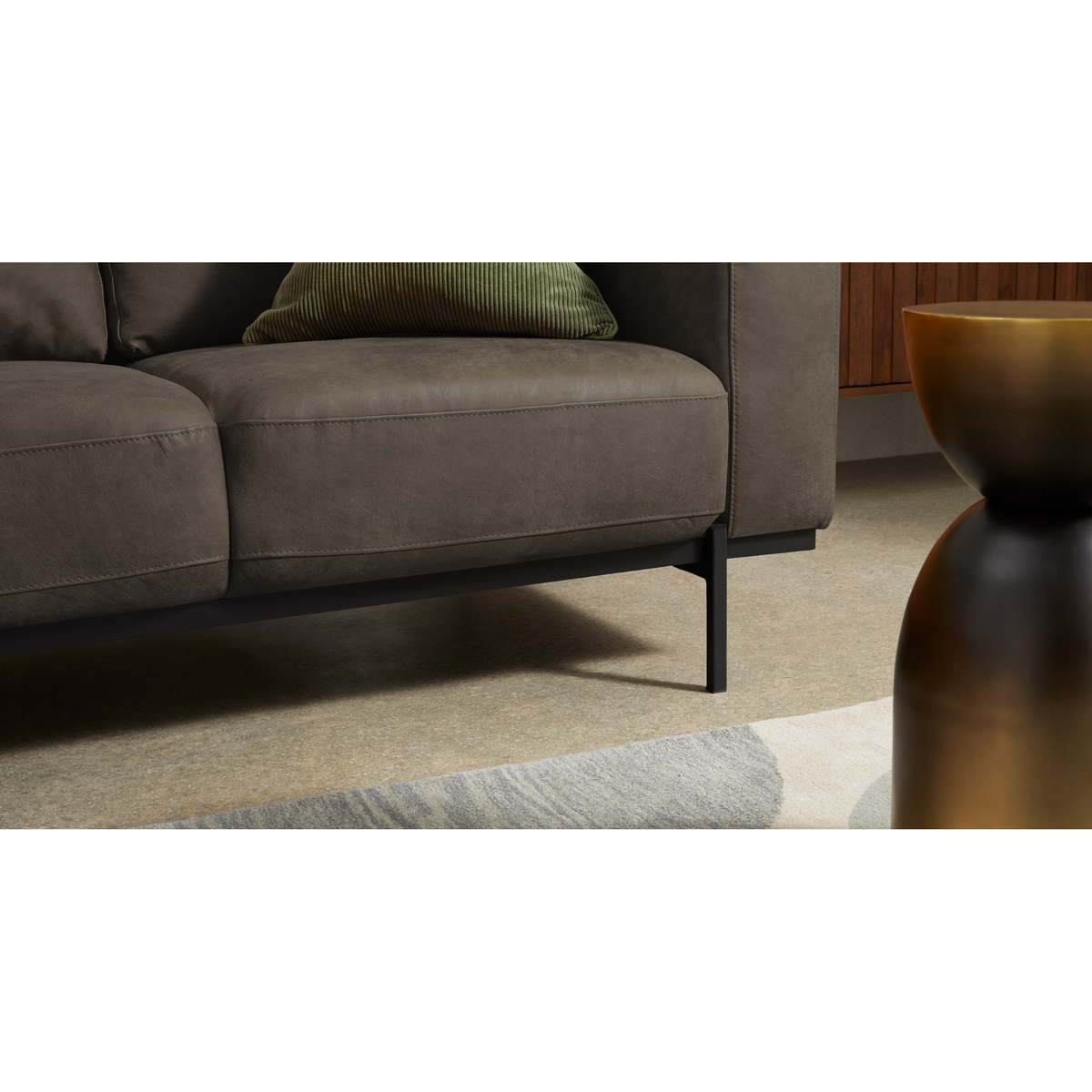 Jarrod Left Hand facing Chaise End Corner Sofa, Truffle Brown Leather – image 4