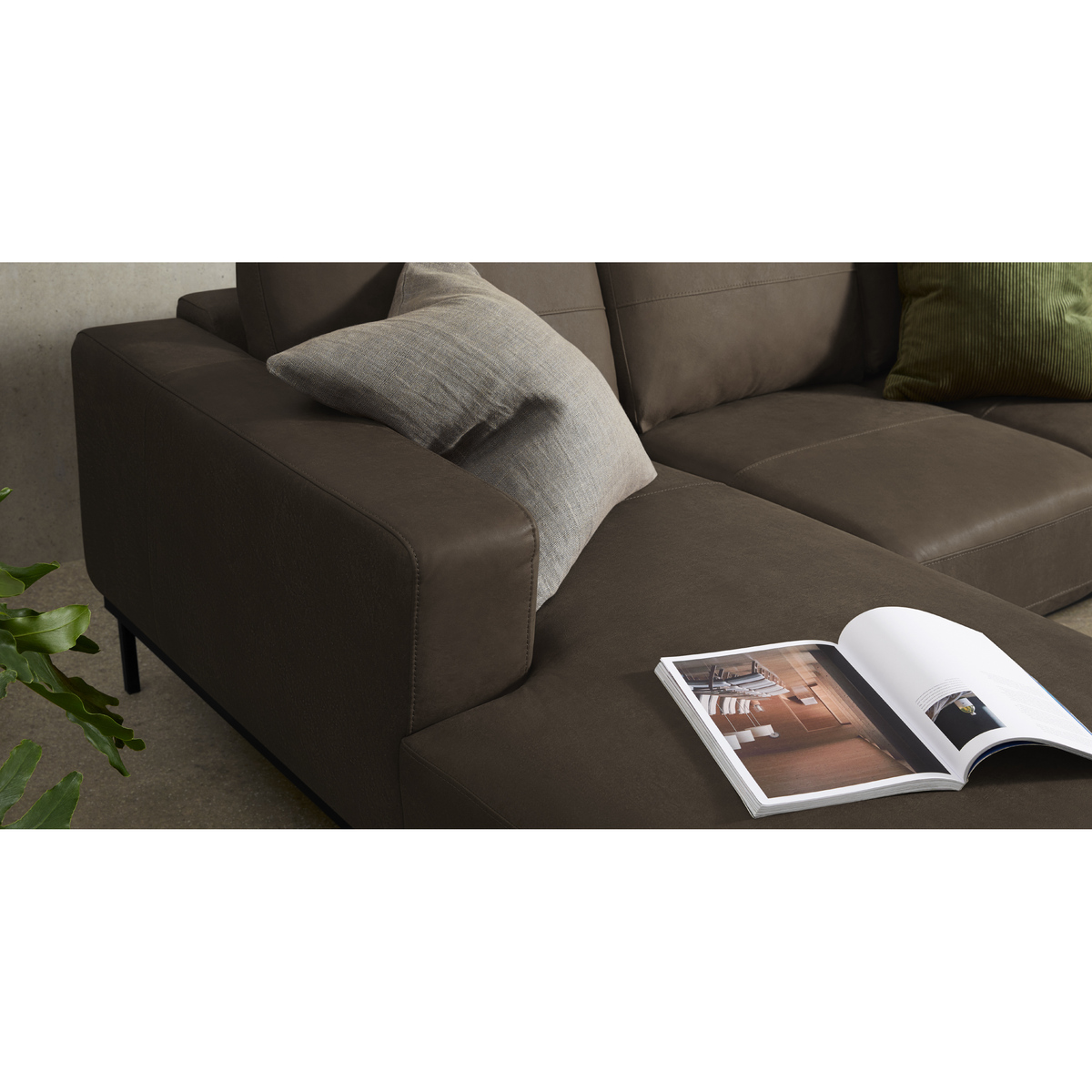 Jarrod Left Hand facing Chaise End Corner Sofa, Truffle Brown Leather – image 6