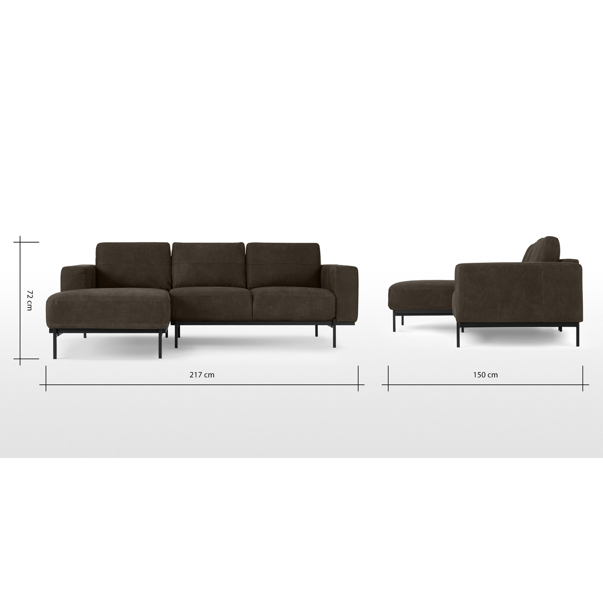 Jarrod Left Hand facing Chaise End Corner Sofa, Truffle Brown Leather – image 8