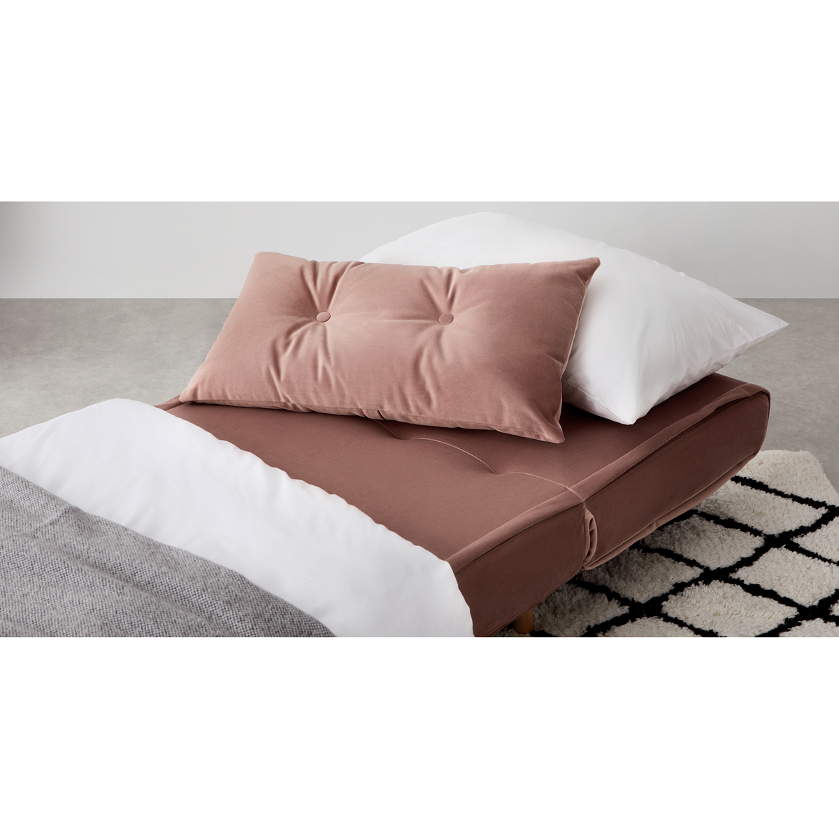 Haru Single Sofa Bed, Velvet Vintage Pink – image 7