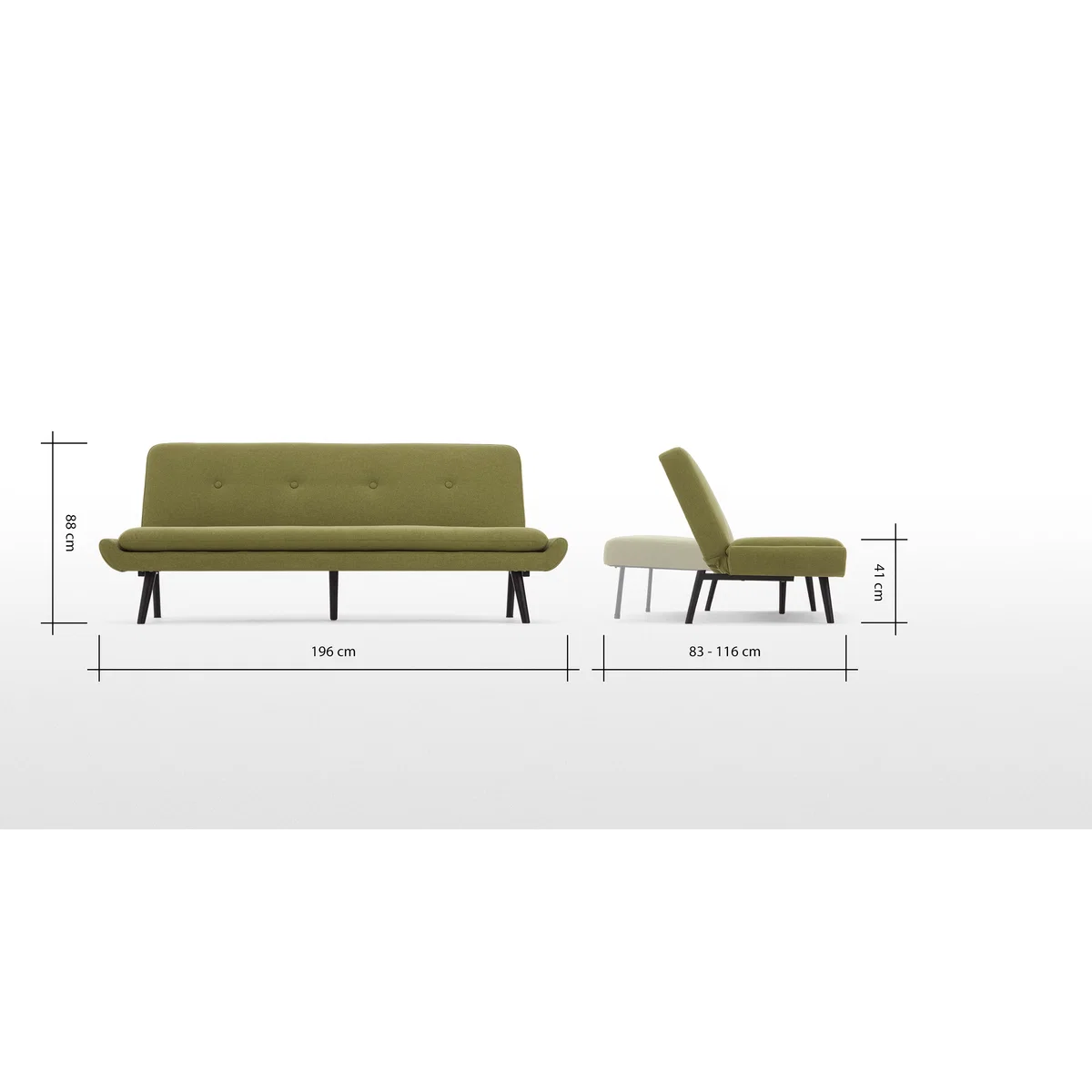 Edwin Click Clack Sofa Bed, Juniper Green – image 10