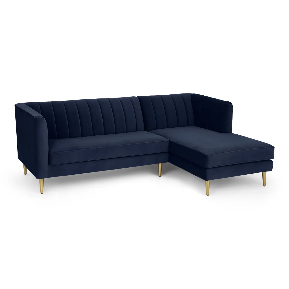 Amicie Right Hand Facing Chaise End Corner Sofa, Royal Blue Velvet – image 2