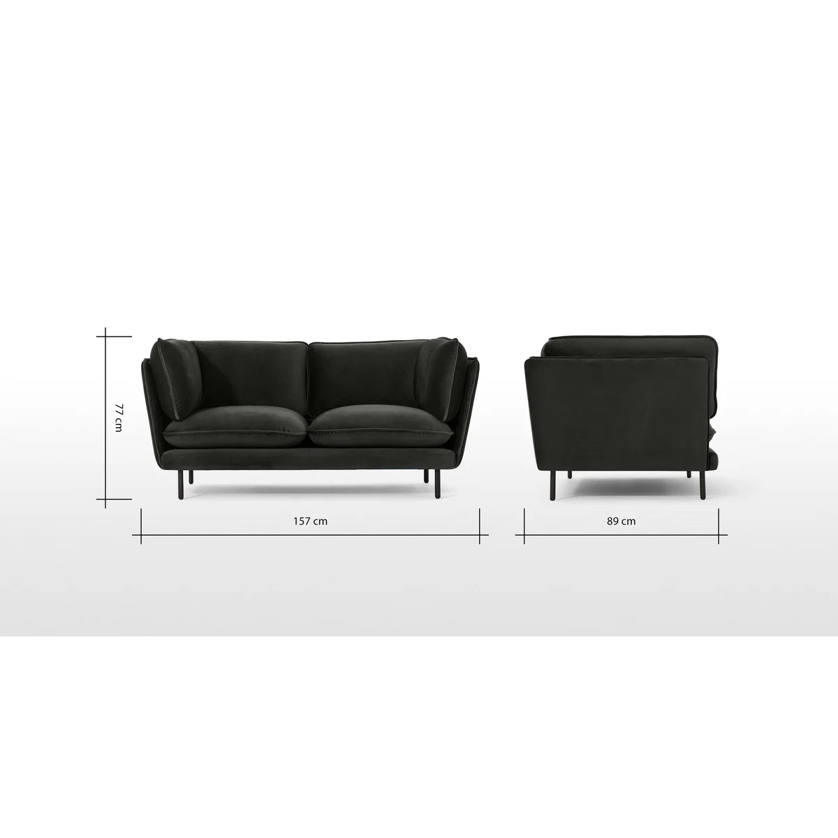 Wes 2 Seater Sofa, Mourne Grey Velvet – image 7