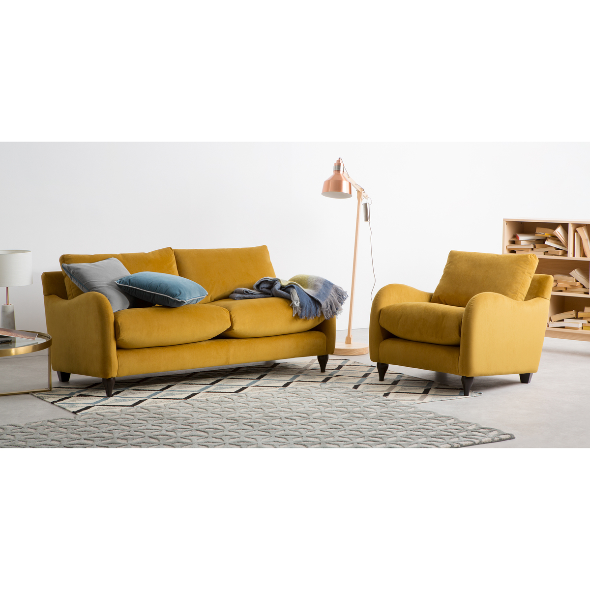 Sofia 2 Seater Sofa, Plush Turmeric Velvet – image 2