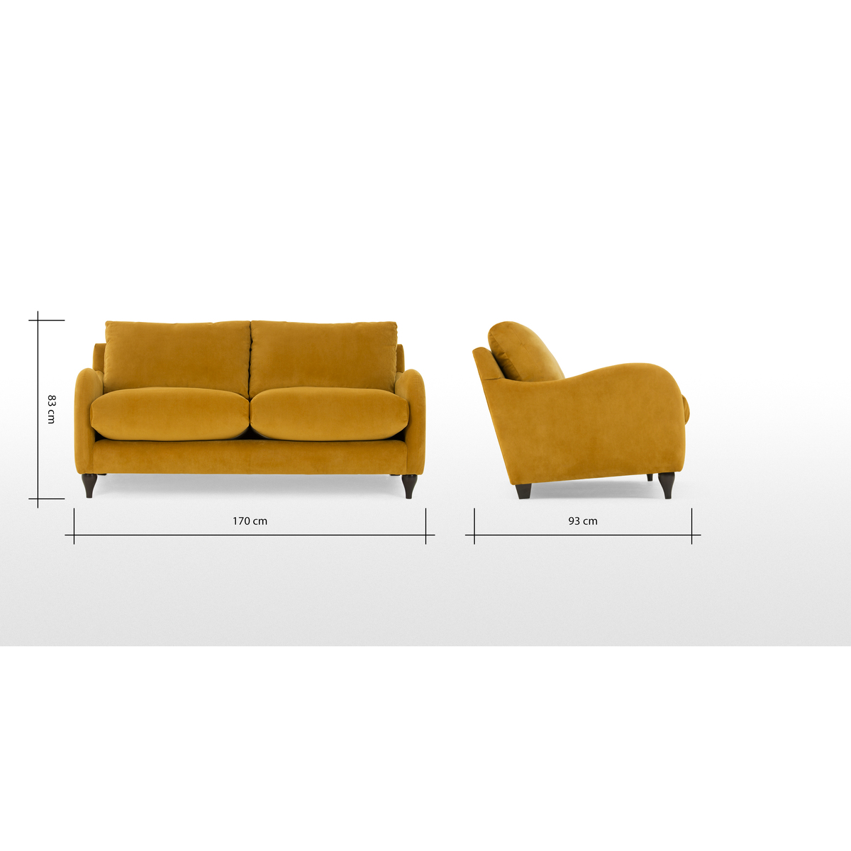 Sofia 2 Seater Sofa, Plush Turmeric Velvet – image 8