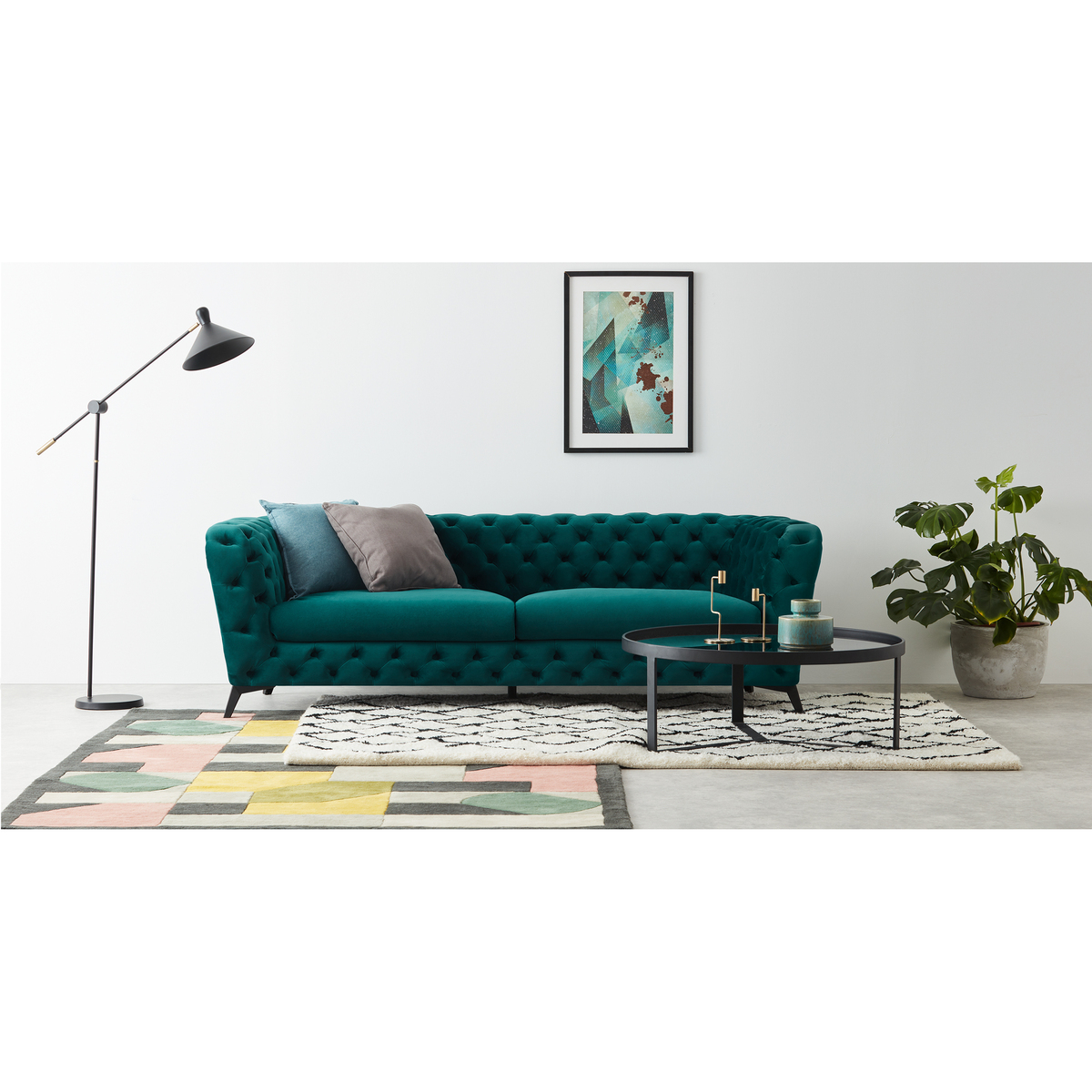 Sloan 3 Seater Sofa, Seafoam Blue Velvet – image 2