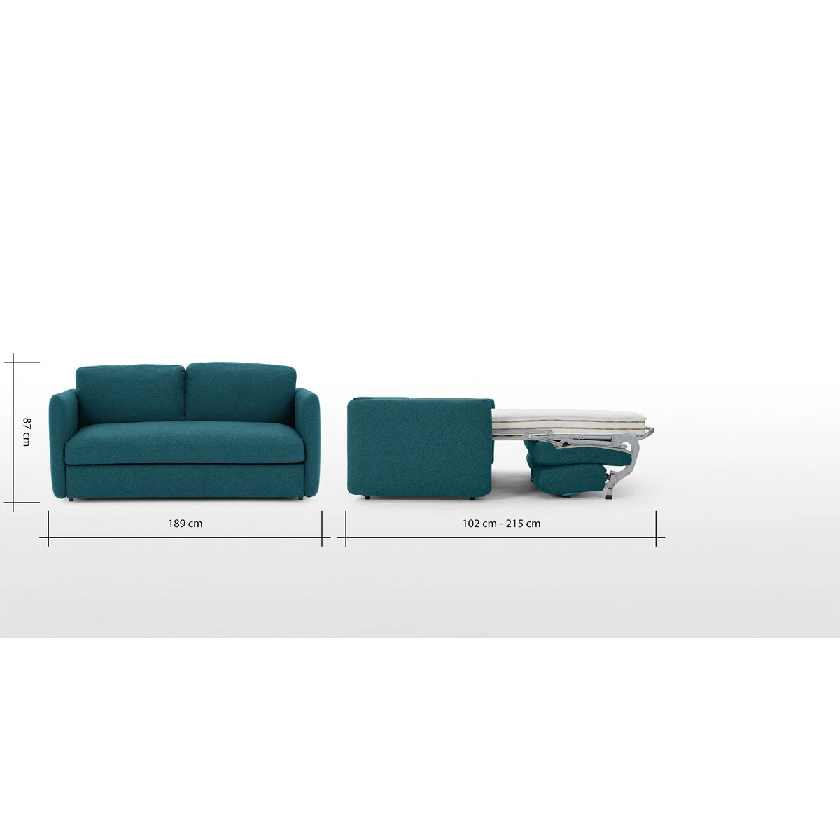 Fletcher 3 Seater Sofabed with Memory Foam Mattress, Mineral Blue – image 7