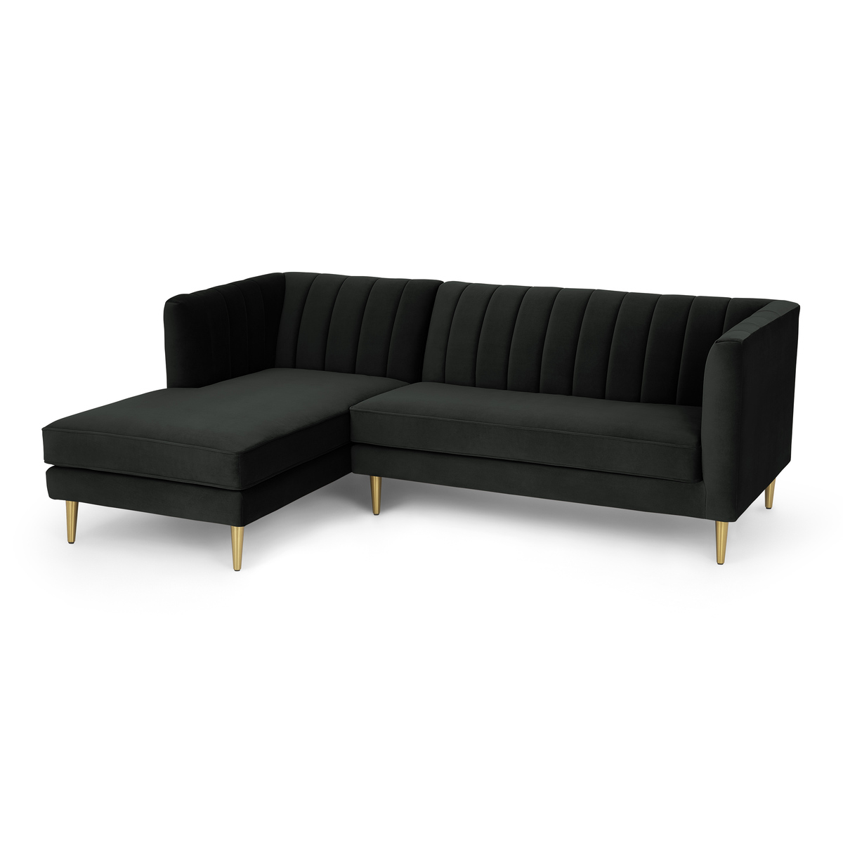 Amicie Left Hand Facing Chaise End Corner Sofa, Dark Anthracite Velvet – image 2