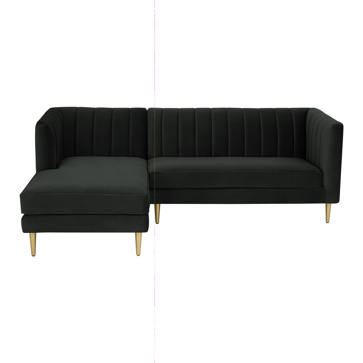 Amicie Left Hand Facing Chaise End Corner Sofa, Dark Anthracite Velvet – image 1