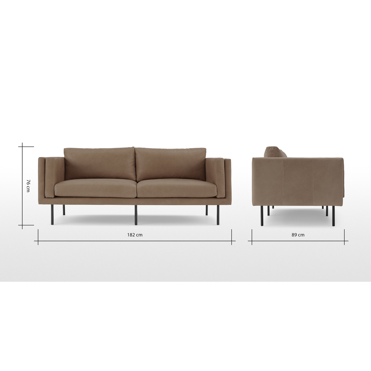 Savio Large 2 Seater Sofa, Chalk Mink Leather – image 7