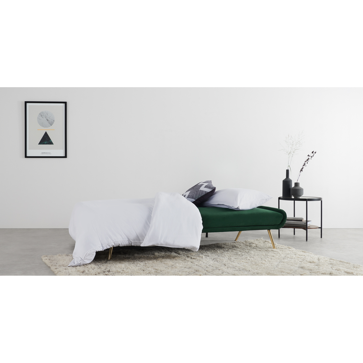 Moby Click Clack Sofa Bed, Velvet Pine Green with Brass Leg – image 7