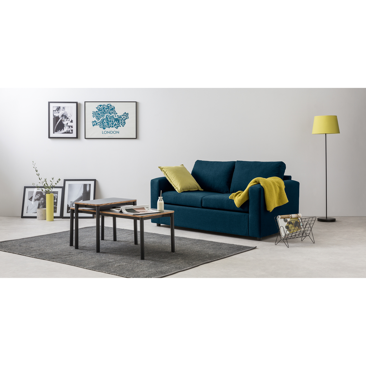 MADE Essentials Felix 2 Seater Sofa Bed with Foam Mattress, Shetland Blue – image 2