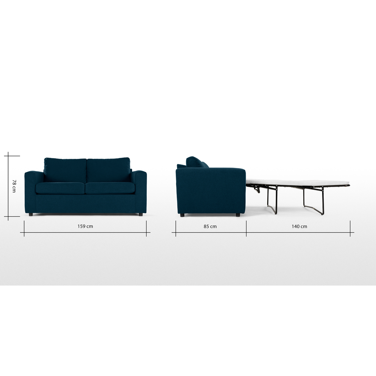 MADE Essentials Felix 2 Seater Sofa Bed with Foam Mattress, Shetland Blue – image 4