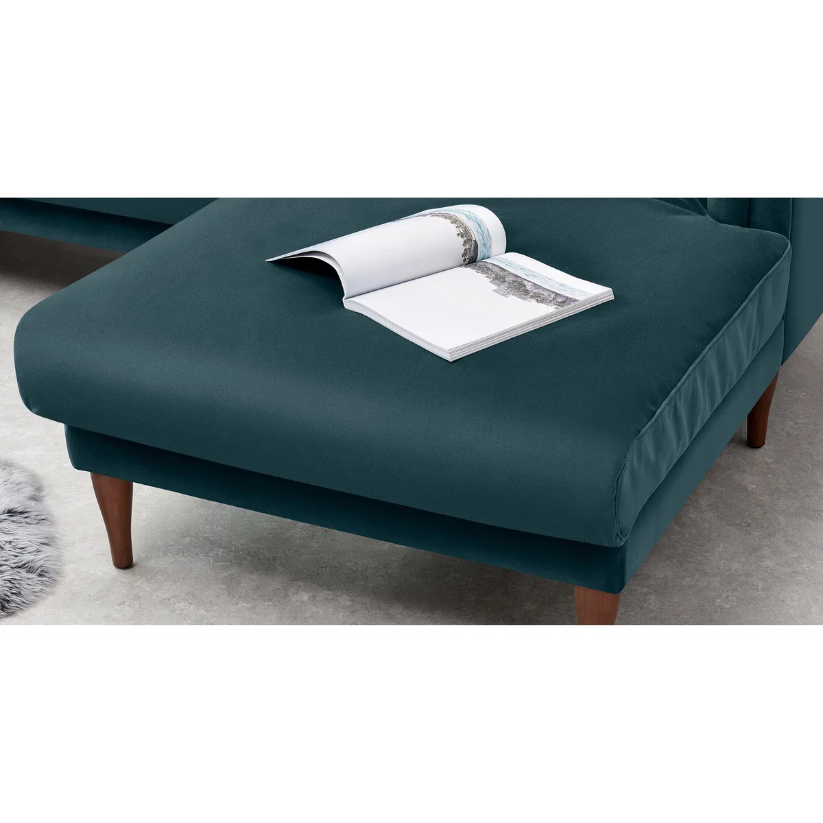 Barstow Right Hand Facing Chaise End Corner Sofa, Steel Blue Velvet – image 4