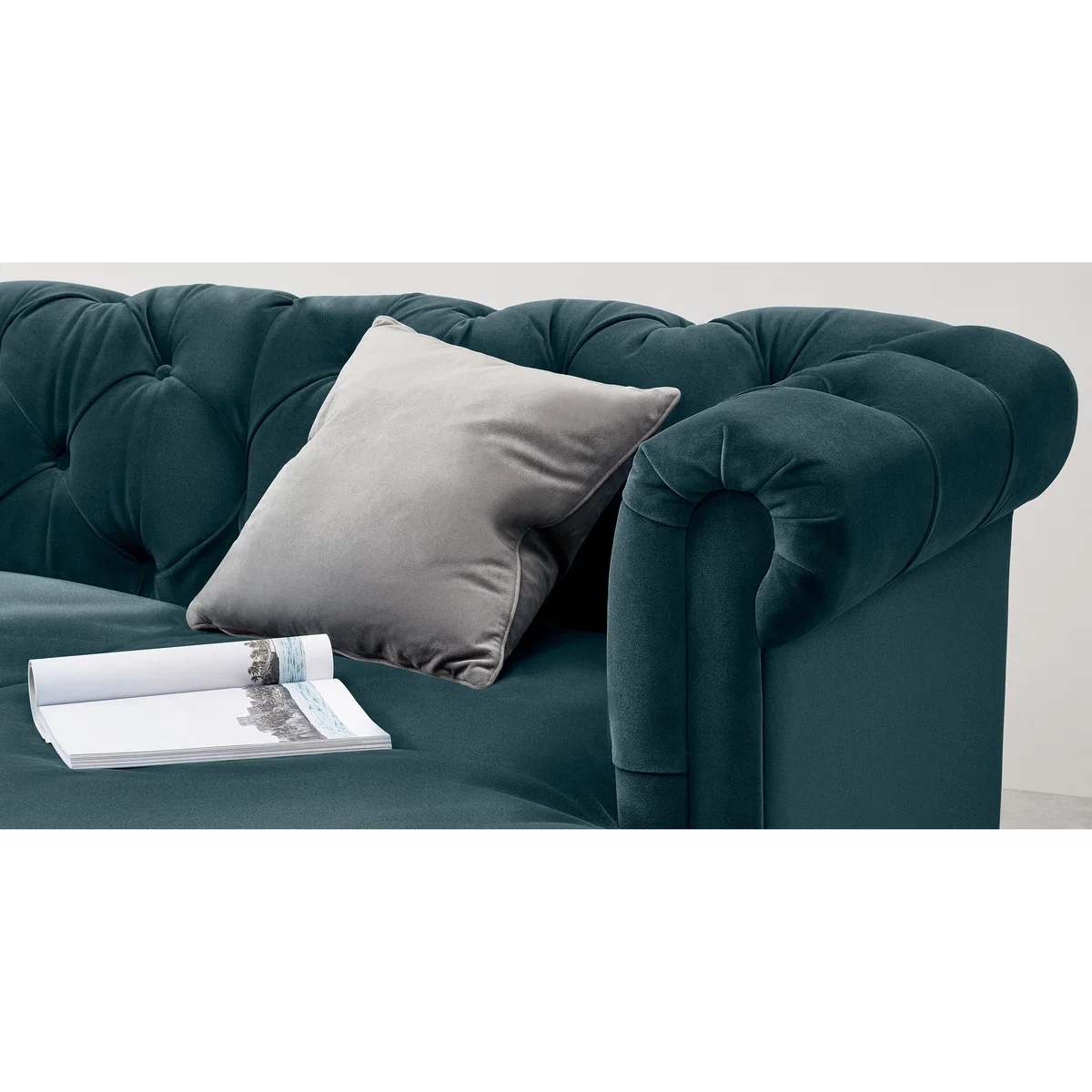 Barstow Right Hand Facing Chaise End Corner Sofa, Steel Blue Velvet – image 6