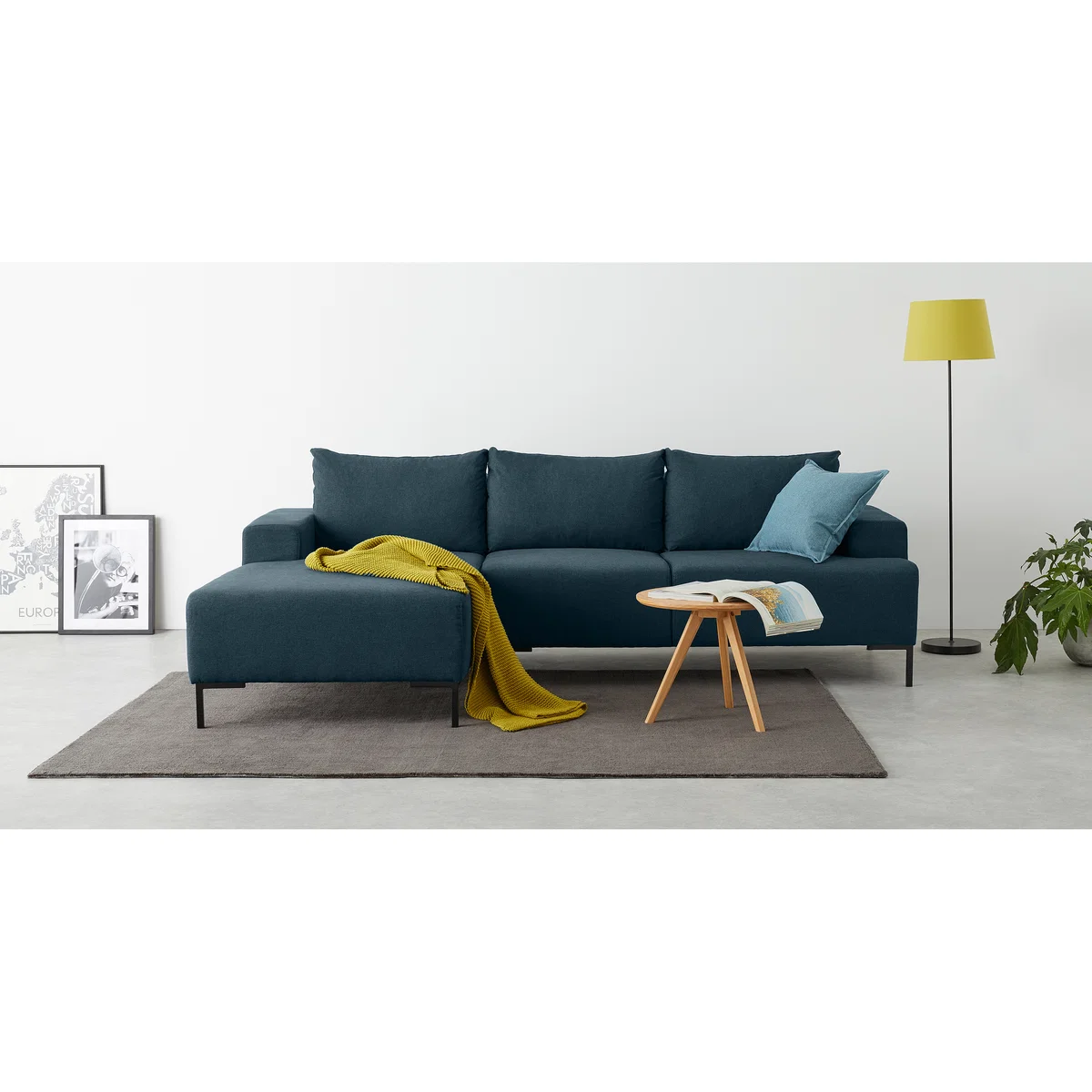 MADE Essentials Oskar 3 Seater Left Hand Facing Compact Corner Chaise End Sofa, Aegean Blue – image 3