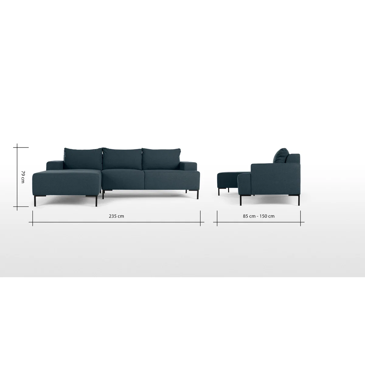 MADE Essentials Oskar 3 Seater Left Hand Facing Compact Corner Chaise End Sofa, Aegean Blue – image 8