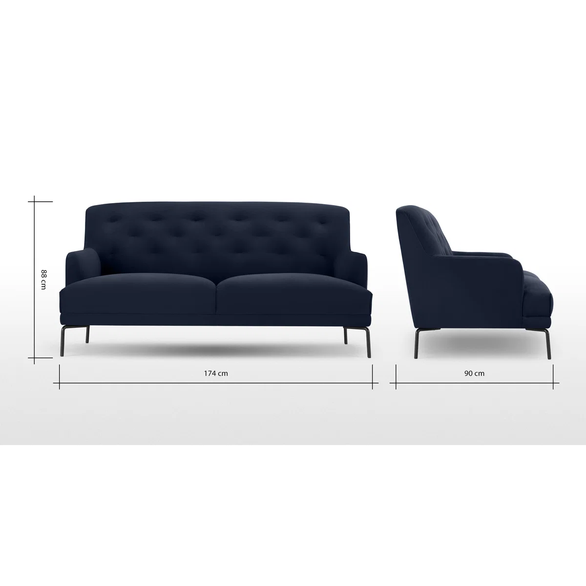 Attwood 2.5 Seater Sofa, Ink Blue Velvet – image 8