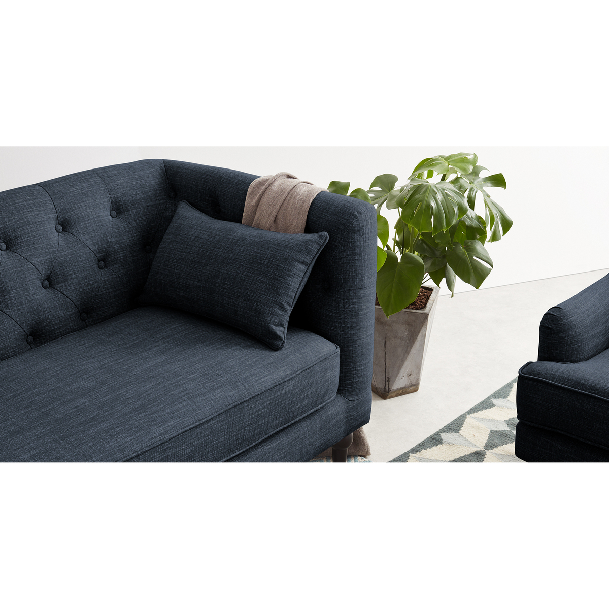 Flynn 3 Seat Sofa, Atlantic Blue Linen Mix – image 3