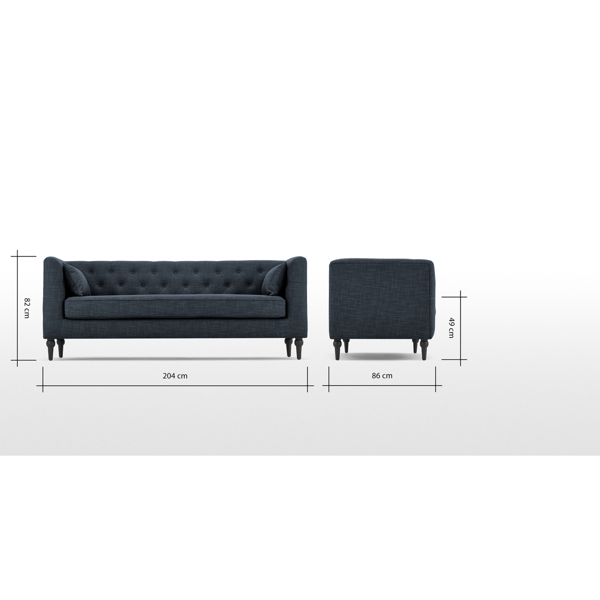 Flynn 3 Seat Sofa, Atlantic Blue Linen Mix – image 7