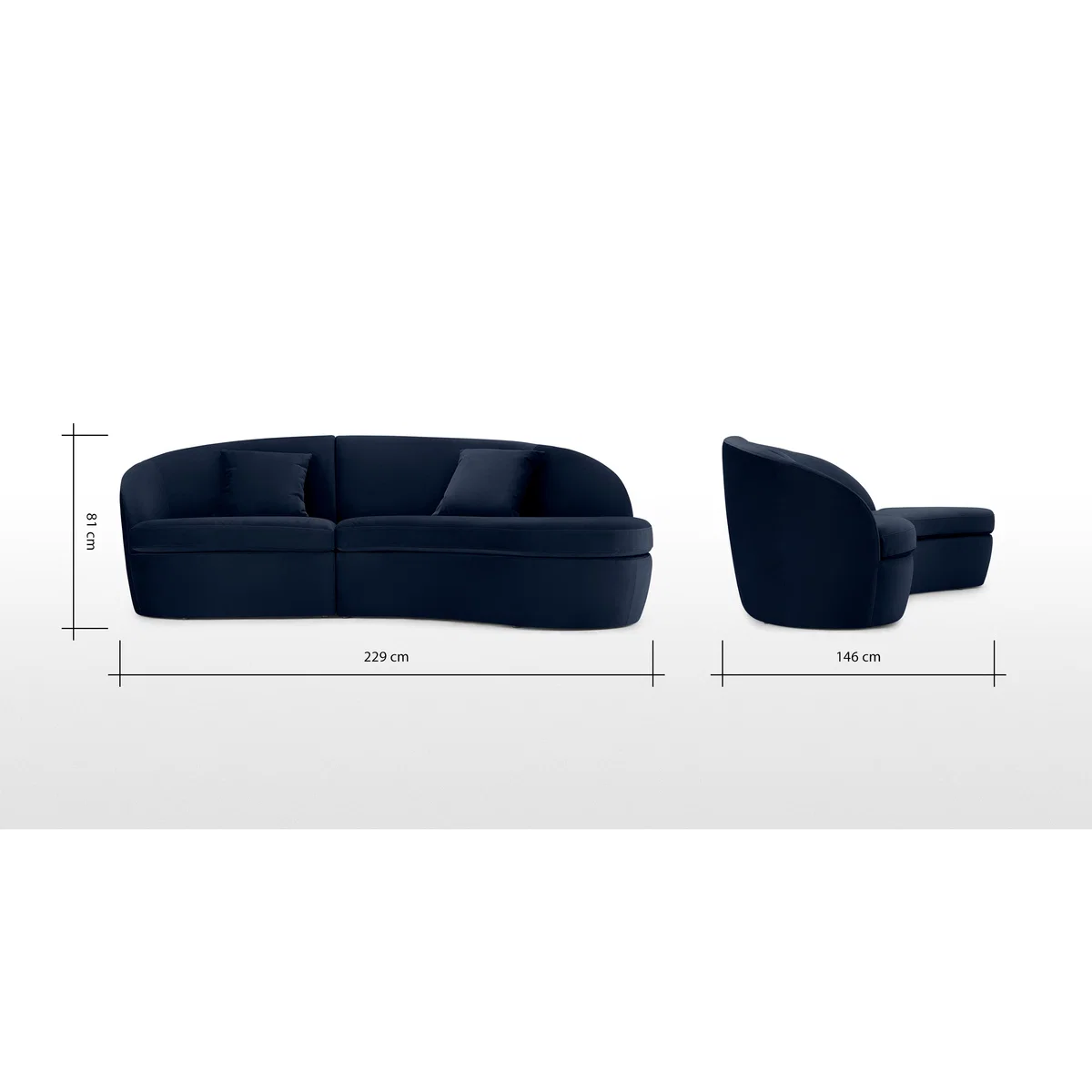 Reisa Right Hand Facing Chaise End Sofa, Ink Blue Velvet – image 8