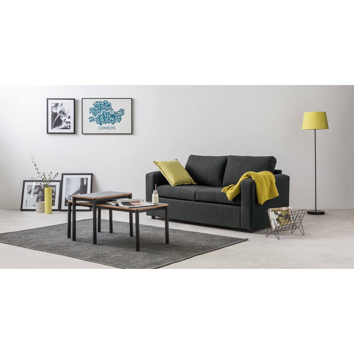Felix 2 Seater Sofa Bed with Foam Mattress, Shetland Slate – image 3