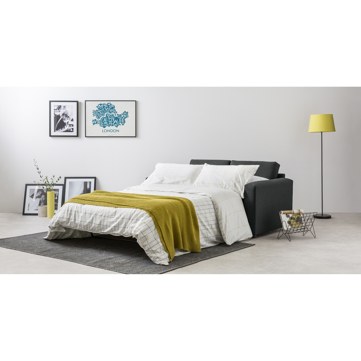 Felix 2 Seater Sofa Bed with Foam Mattress, Shetland Slate – image 6