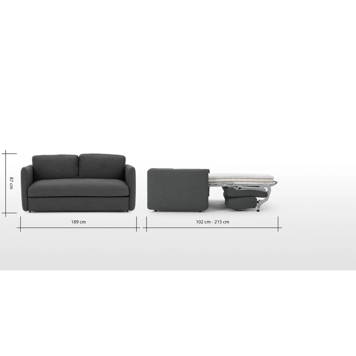 Fletcher 3 Seater Sofabed with Memory Foam Mattress, Marl Grey – image 7