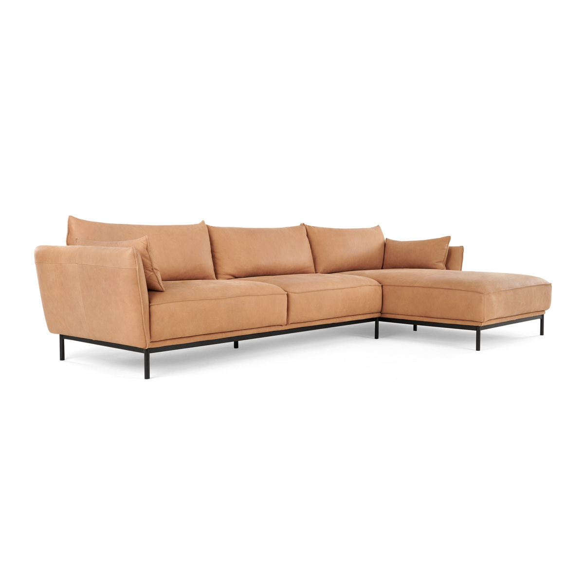 Odelle, Right Hand Facing Chaise End Corner Sofa, Tan leather – image 2