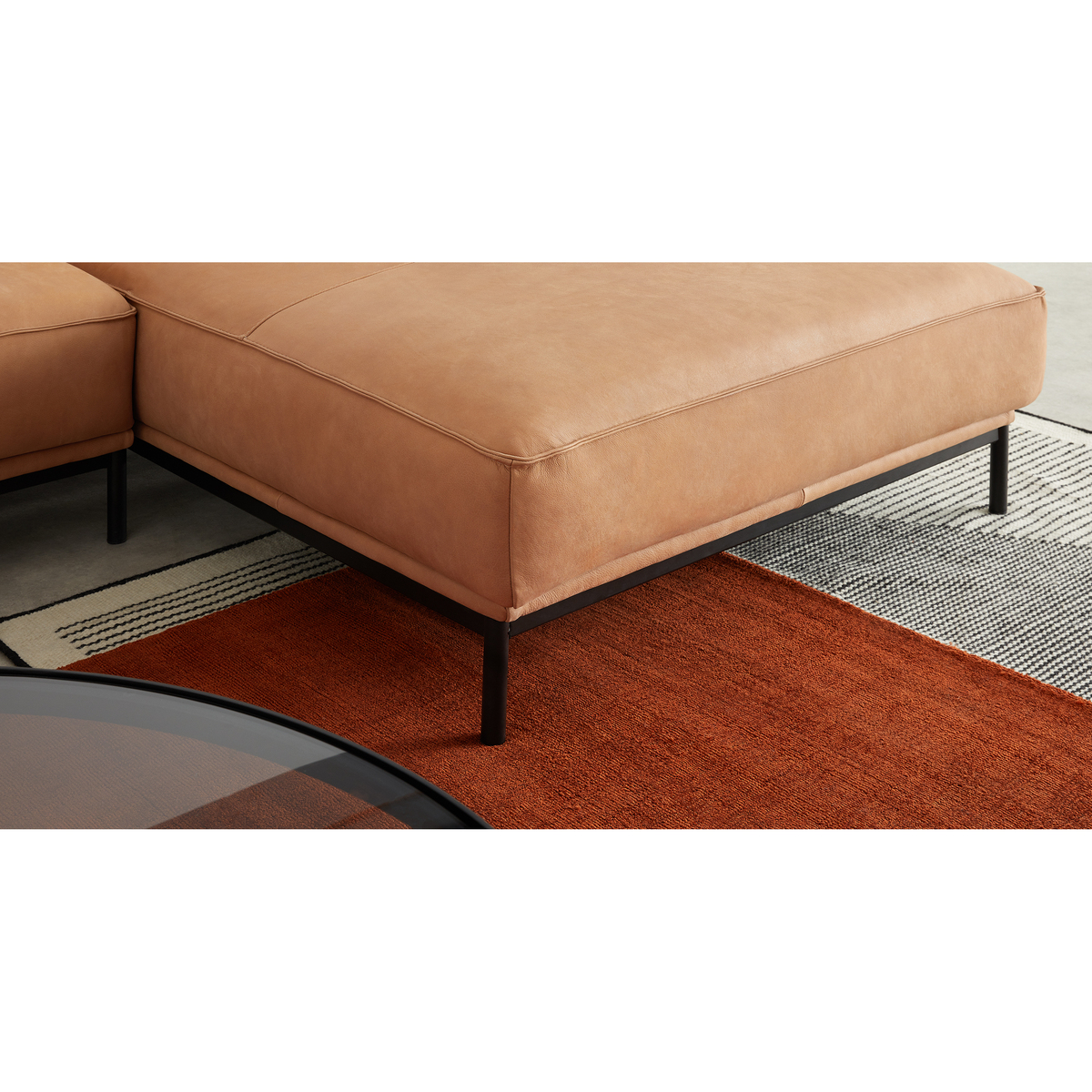Odelle, Right Hand Facing Chaise End Corner Sofa, Tan leather – image 4