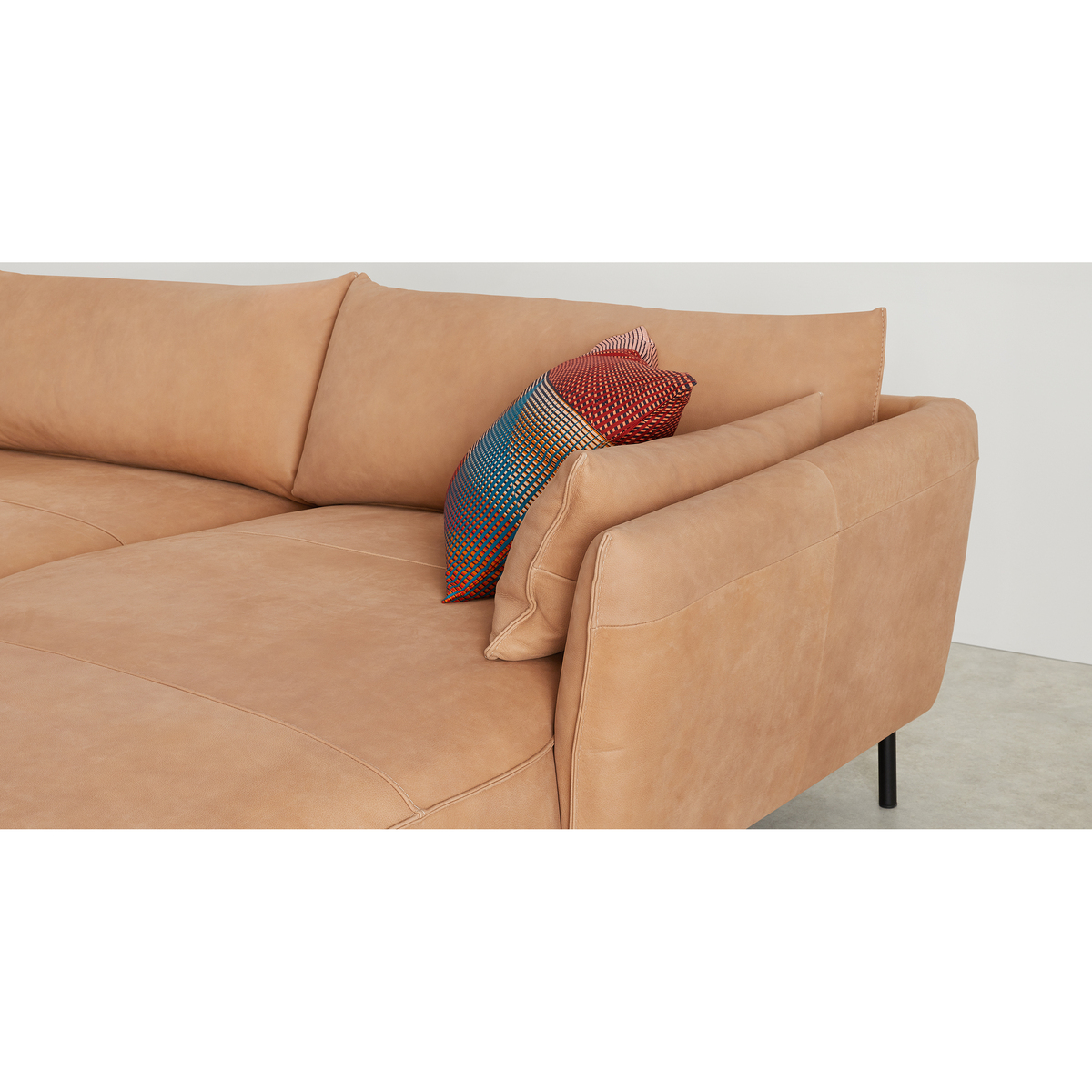 Odelle, Right Hand Facing Chaise End Corner Sofa, Tan leather – image 6
