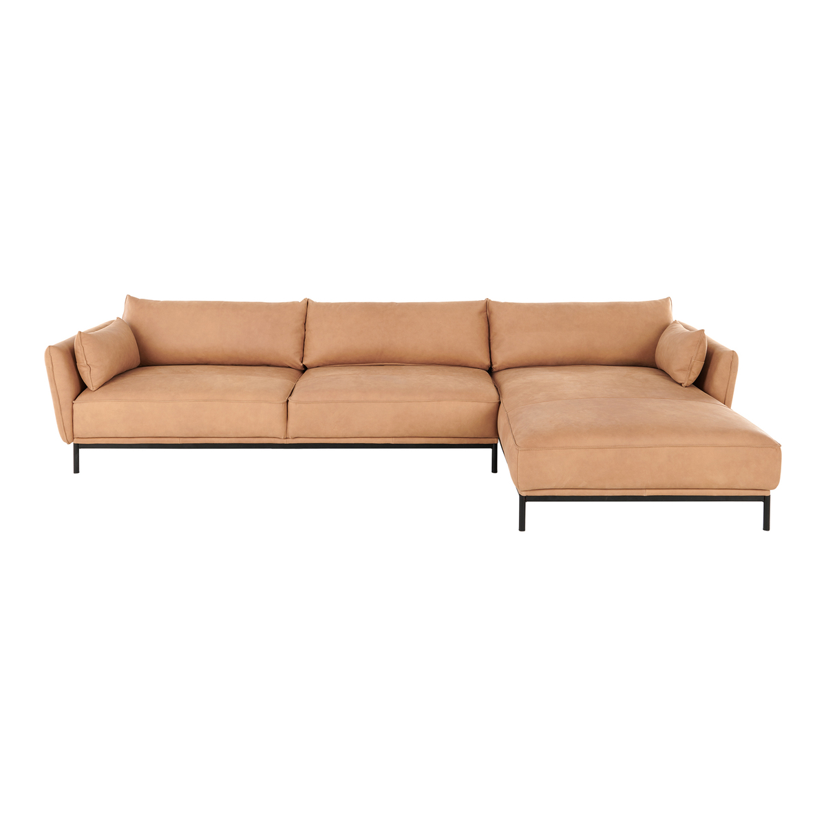 Odelle, Right Hand Facing Chaise End Corner Sofa, Tan leather – image 1