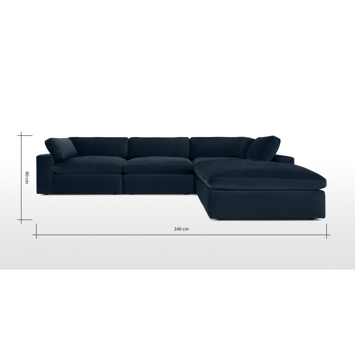 Samona Right Hand Facing Full Corner Sofa, Dark Blue Velvet – image 8