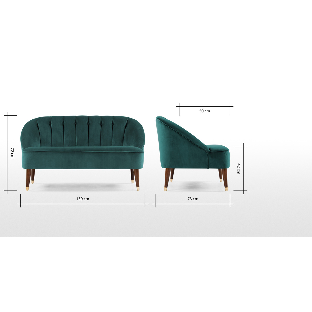 Margot 2 Seater Sofa, Peacock Blue Velvet – image 8