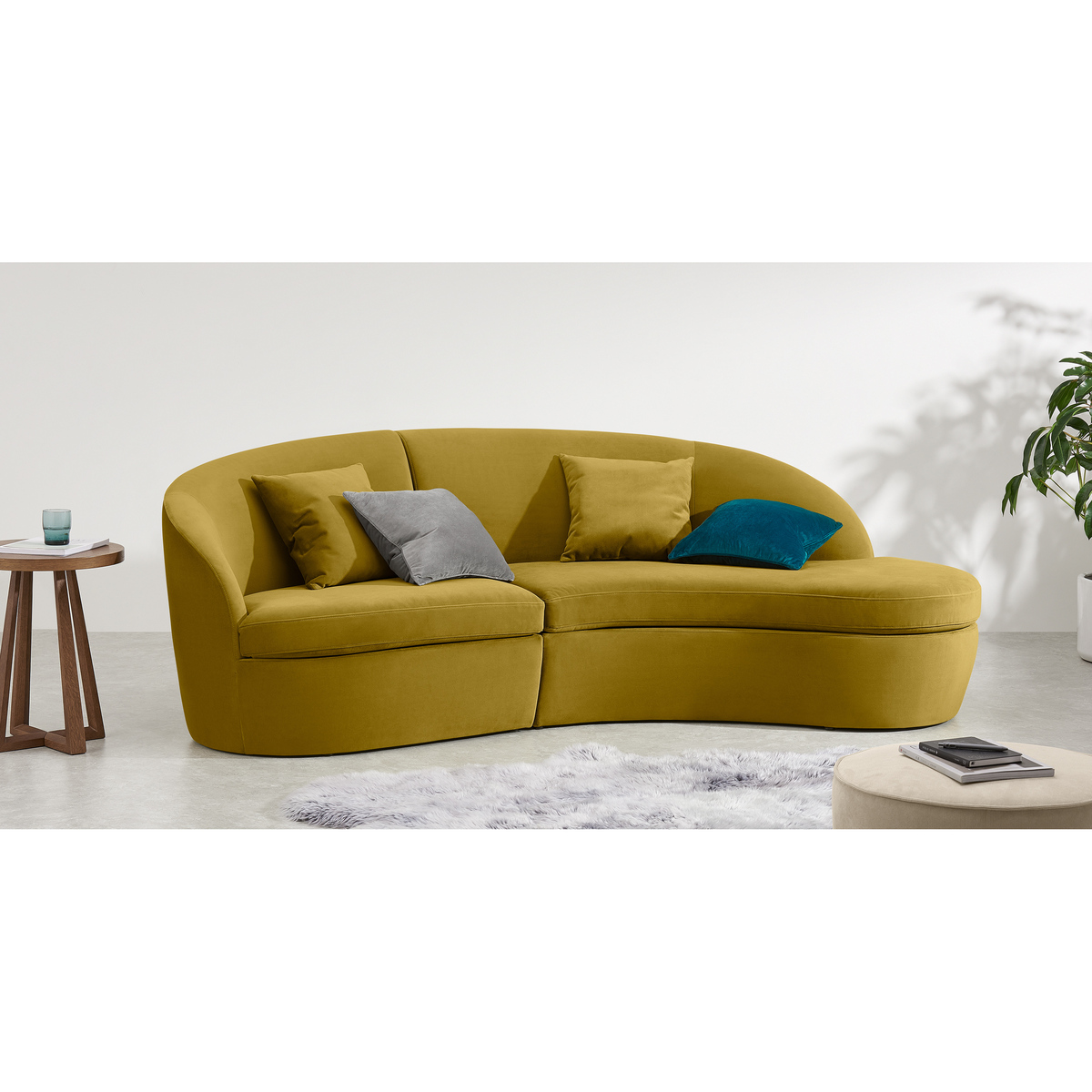 Reisa Right Hand Facing Chaise End Sofa, Vintage Gold Velvet – image 3