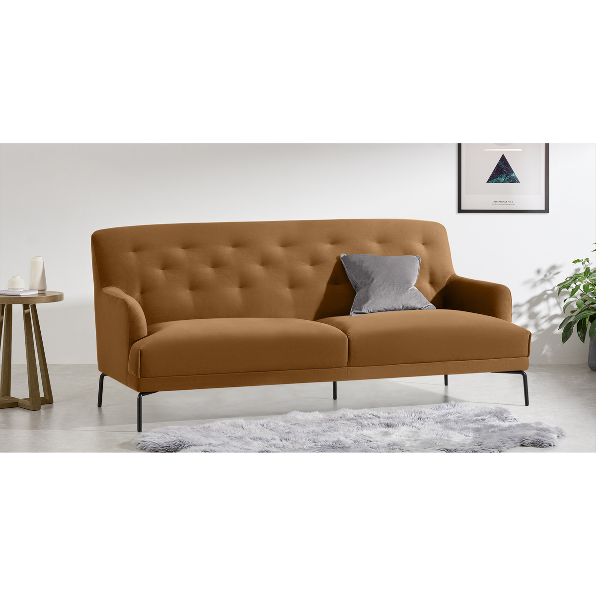 Attwood 3 Seater Sofa, Golden Amber Velvet – image 3