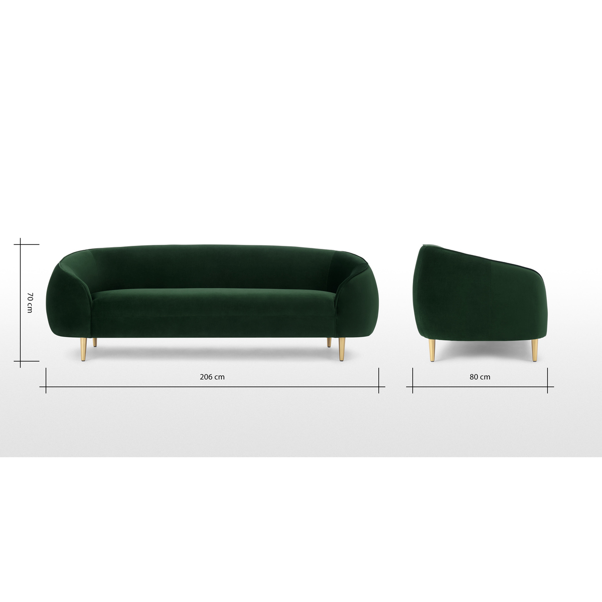 Trudy 3 Seater Sofa, Pine Green Velvet – image 8