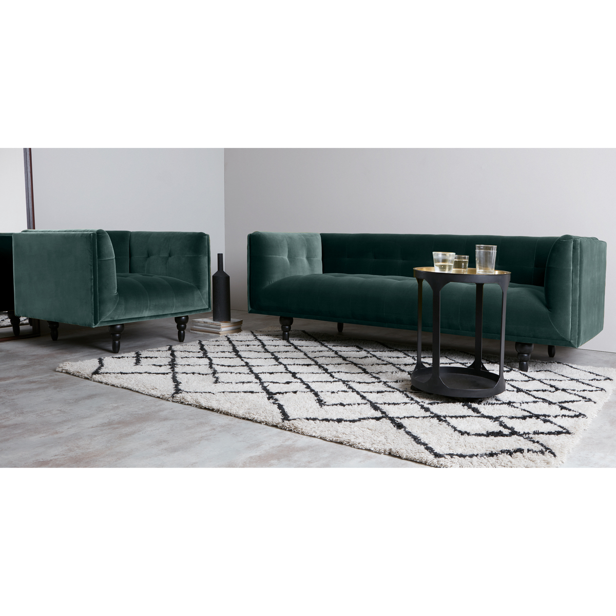 Connor 3 Seater Sofa, Petrol Cotton Velvet – image 2