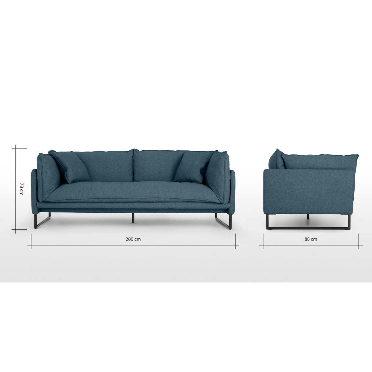 Malini 3 Seater Sofa, Orleans Blue – image 8