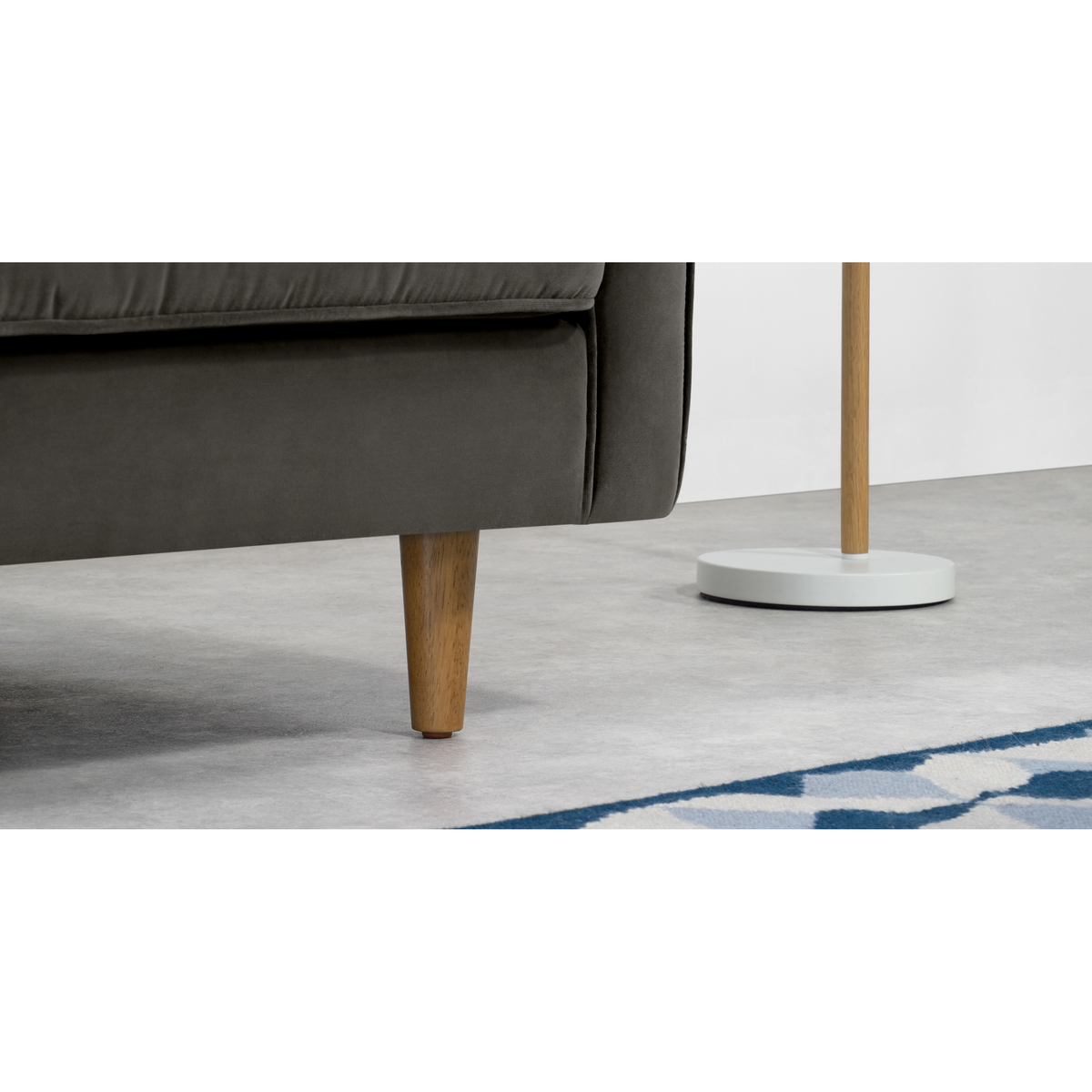 Dallas Left Hand Facing Chaise End Corner Sofa, Concrete Cotton Velvet – image 4