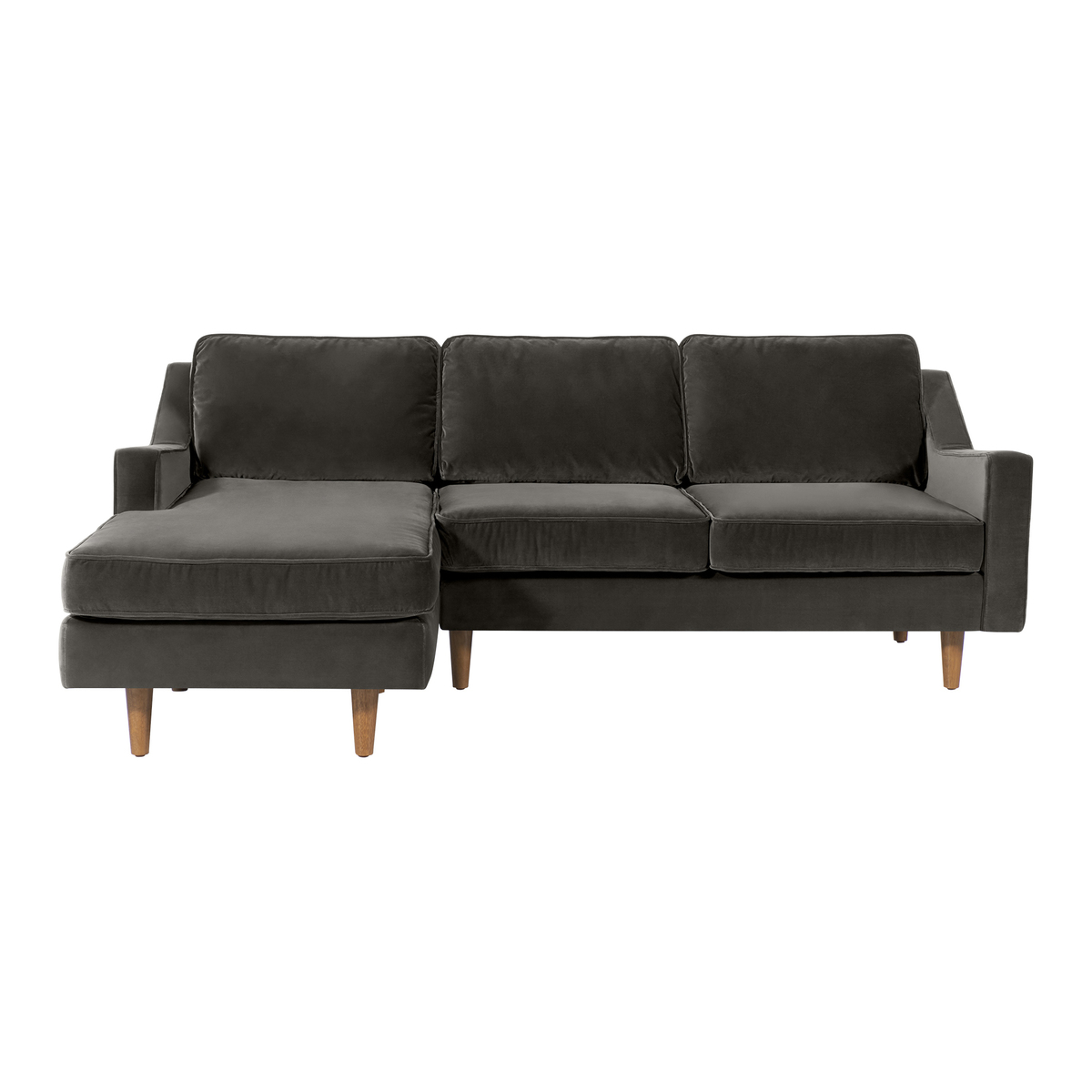 Dallas Left Hand Facing Chaise End Corner Sofa, Concrete Cotton Velvet – image 2